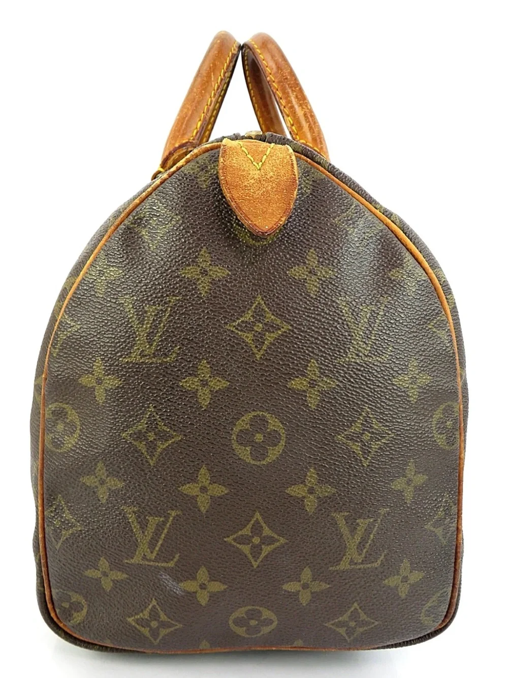 Louis Vuitton Brown Monogram Canvas Satchel with Tan Leather Trim